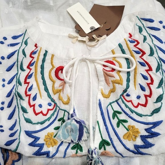 Anthropologie Forever That Girl Embroidered Peplum Blouse - Picture 5 of 15